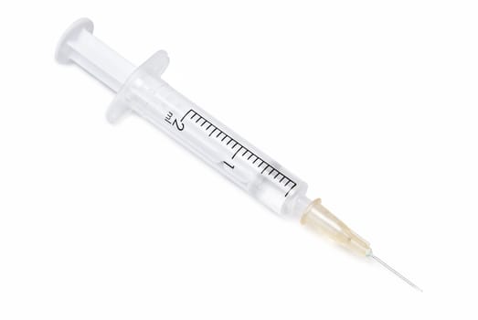 Syringe and needle isolated on a white background.