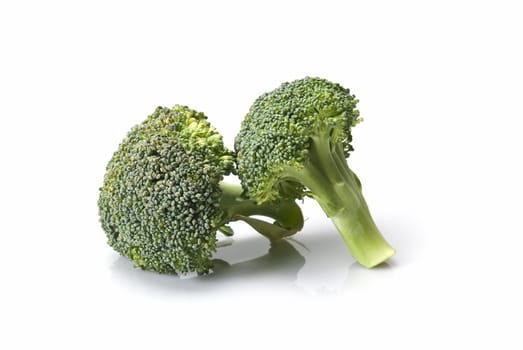 Fresh broccoli isolated over a white background.