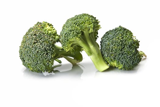 Fresh broccoli isolated over a white background.