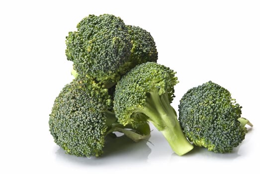 Fresh broccoli isolated over a white background.