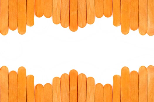orange wooden frame isolate on white background