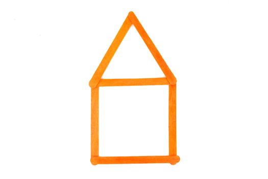 Orange wood construct house isolate on white