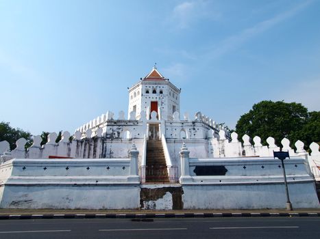 Thai style fort near Chao Phraya river in Bangkok         