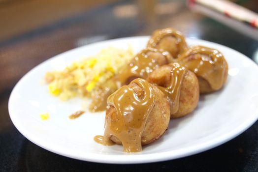 japan traditional food style - takoyaki balls  