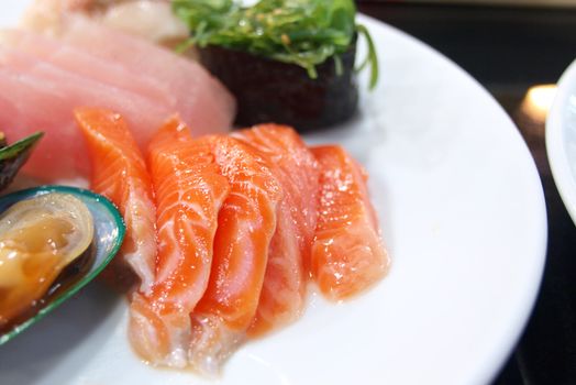 Japan food style - salmon sashimi    