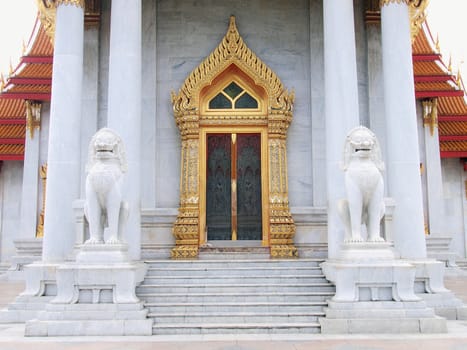 Vintage traditional Thai style door temple