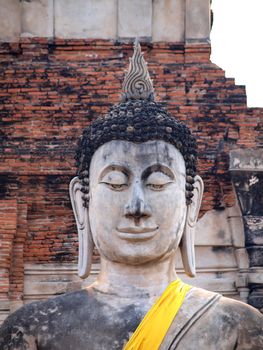 face of Big Buddha statue's close-up     