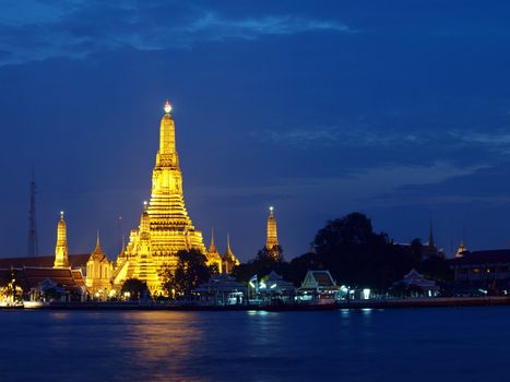 Wat Arun the Old Temple at twilight in Bangkok, Thailand