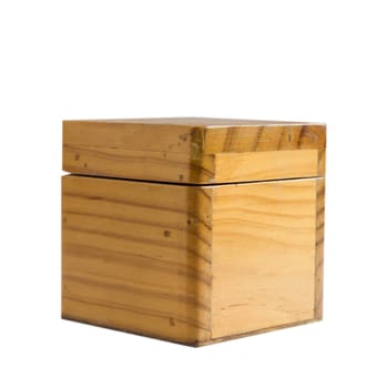 single  wooden box with white background .