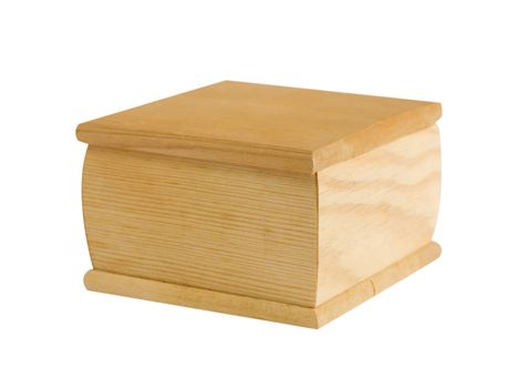 lonely wooden box  on white background .