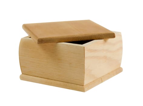 box made from wood on  white background .