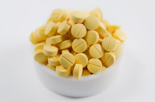 full of  yellow medicine  on the white