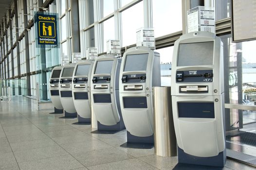 Fly check-in point in Copenhagen airport Kastrup