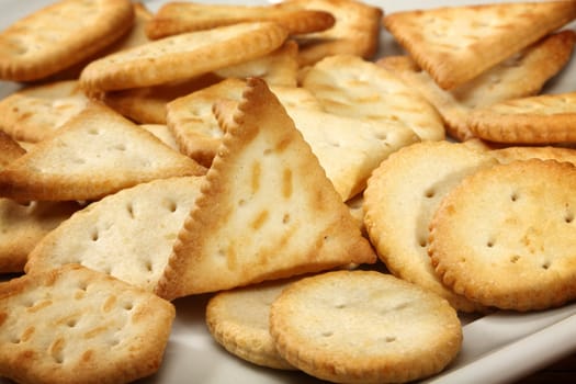 crackers with different shapes close up