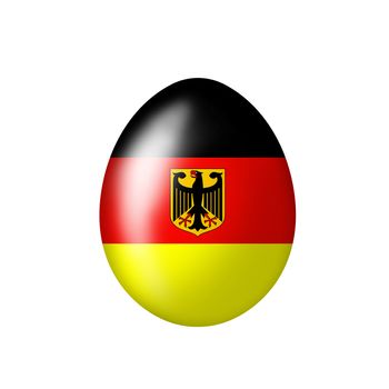 Easter egg with a German flag on a white background