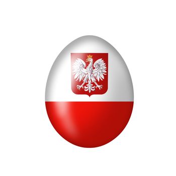 Easter egg with a Polish flag on a white background