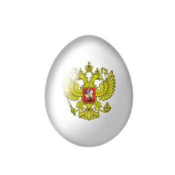 Easter egg with a Russian flag on a white background