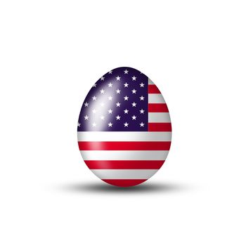 Easter egg with an American flag on a white background