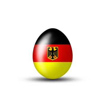 Easter egg with a German flag on a white background