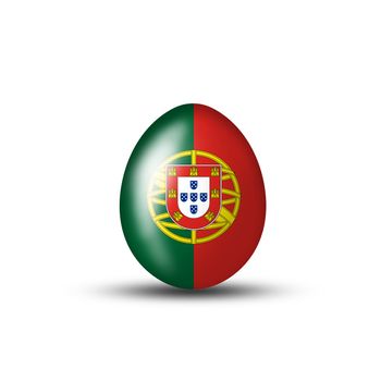 Easter egg with portugisischer flag on a white background