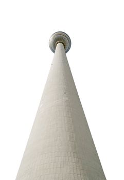 Fernsehturm or TV Tower Berlin at Alexander Place, one of German landmarks, isolated on white background