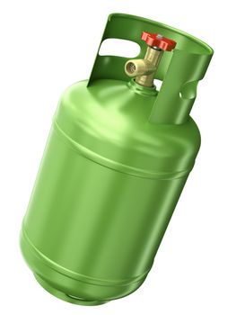 Green gas container isolated on white background. 3D render.