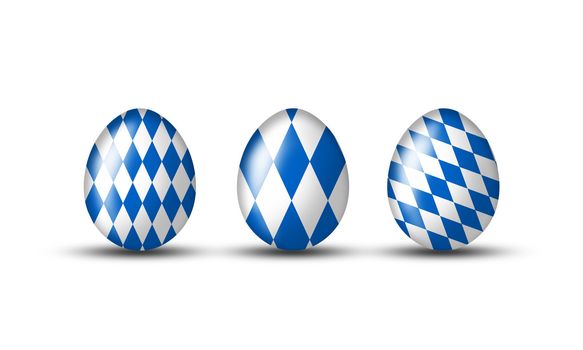 Easter eggs with Bavarian flag on a white background