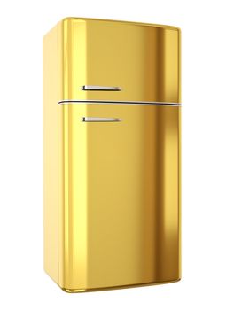 Gold refrigetator. 3D render.