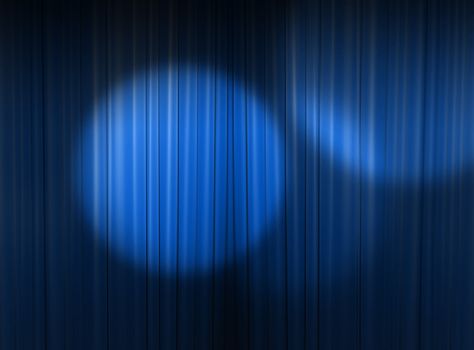 blue curtain of a classical theater 