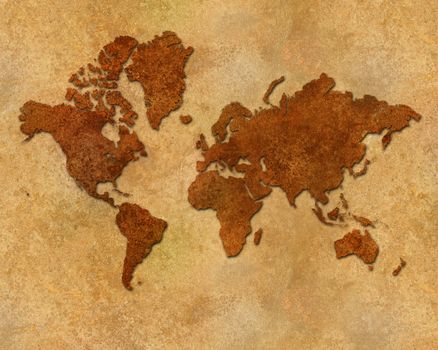 Distressed rusty metallic global map