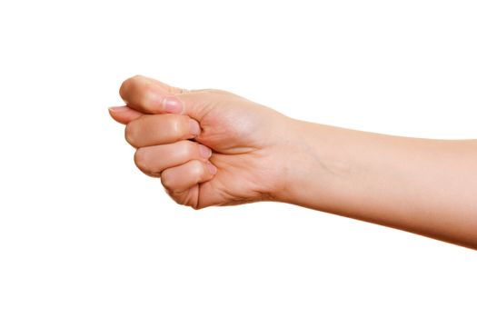 Fig isolated on a white background. Woman's hand