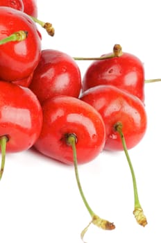Fresh Ripe Cherry close up on white background 
