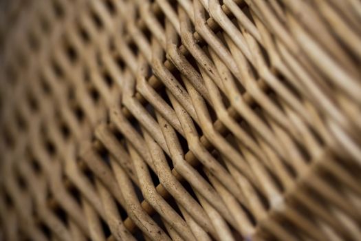 Vintage braided wooden texture from basket, angle view