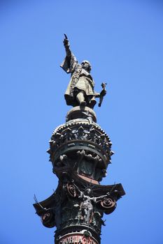 monument to Christopher Columbus at the lower end of La Rambla, Barcelona, Spain.