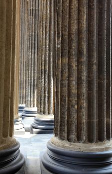 The colonnade of the Kazan Cathedral in St. Petersburg, lined with lime tufa