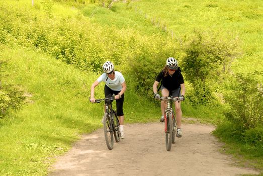 Friends riding bikes