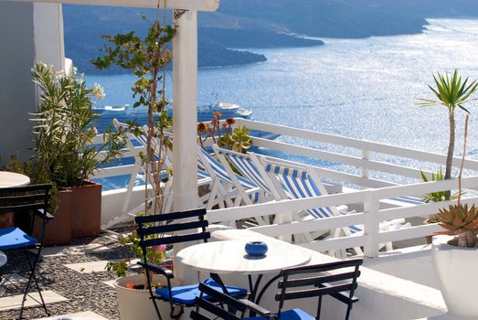 Terrace at Santorini, Greece