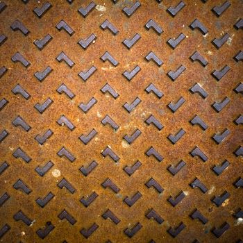 Texture of Grunge Rusty Steel Floor Plate for Background