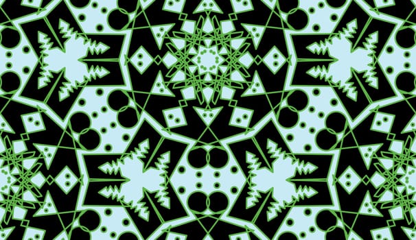 Circular sharp edges in kaleidoscope seamless background pattern