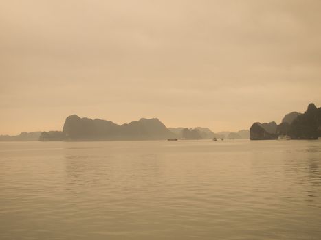 Island and Sea in Halong Bay, Vietnam