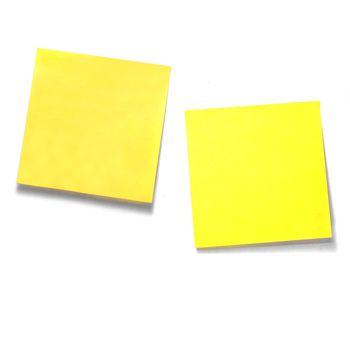 A couple of Yellow sticky notes with shade on white background.