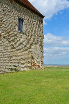 Close up of ancient stone building