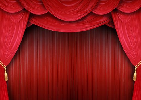 Red curtain of a classical theater 