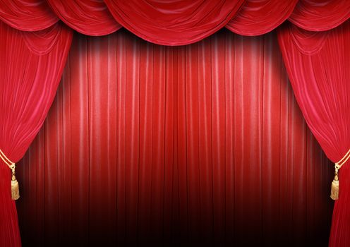 Red curtain of a classical theater 