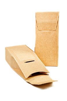 boxes from the goffered cardboard isolated on a white background