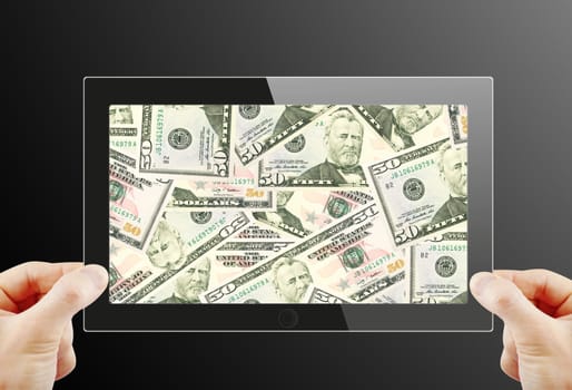 Black generic tablet pc, 3d render.