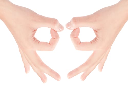 Hand OK sign isolated on white background