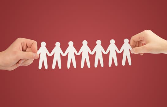 paper people in hands(man and woman)