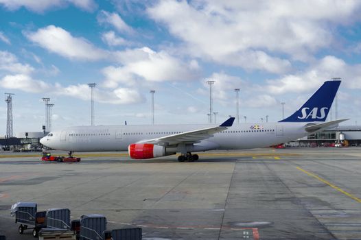 Airplane terminal in Copenhagen airport Kastrup, Denmark