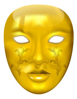 vector golden carnival mask on white background,   eps 10 file